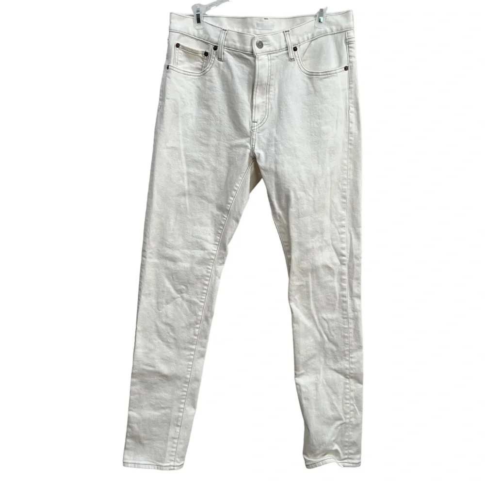 Uniqlo Jeans White Slim Straight Denim Pants Womens Size 12 Kaihara Stretch